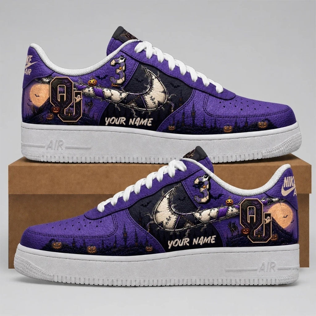 Personalized Oklahoma Sooners Merch 2026 Haunted Moon Halloween Shoes Sneakers Spooky Gifts - Merchluma