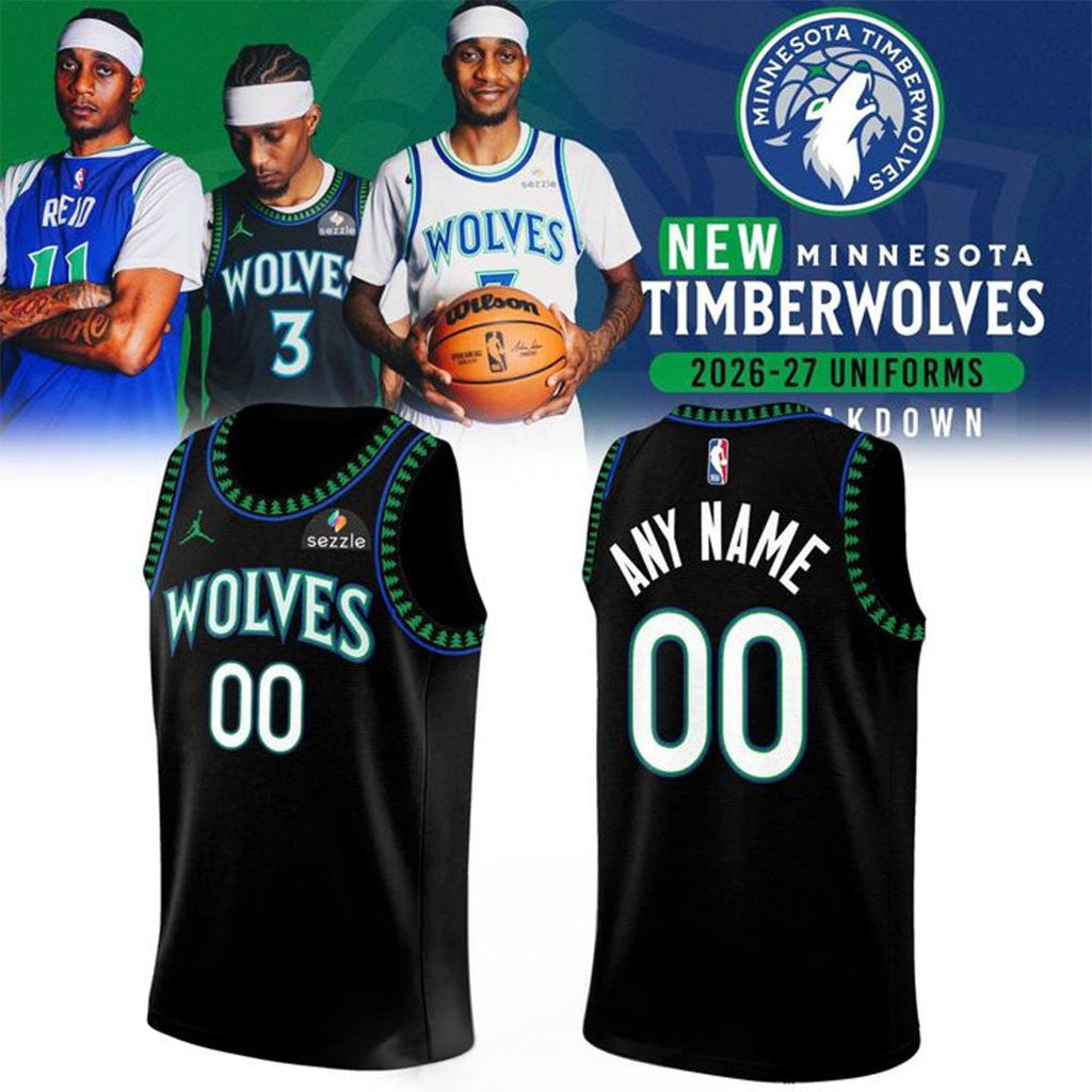 Personalized Minnesota Timberwolves 2026 2027 New Black Basketball Jersey Timberwolves Merch - Merchluma