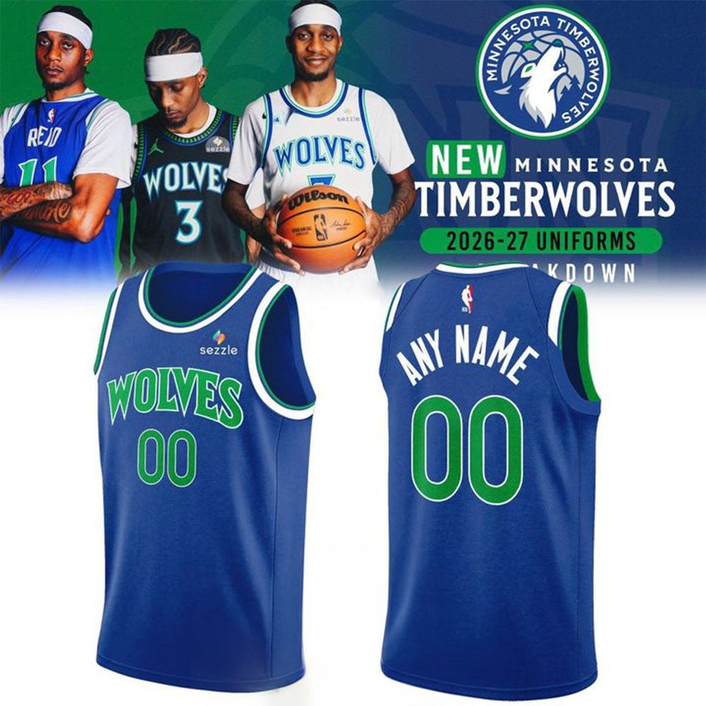 Personalized Minnesota Timberwolves 2026-2027 New Blue Basketball Jersey Timberwolves Merch - Merchluma