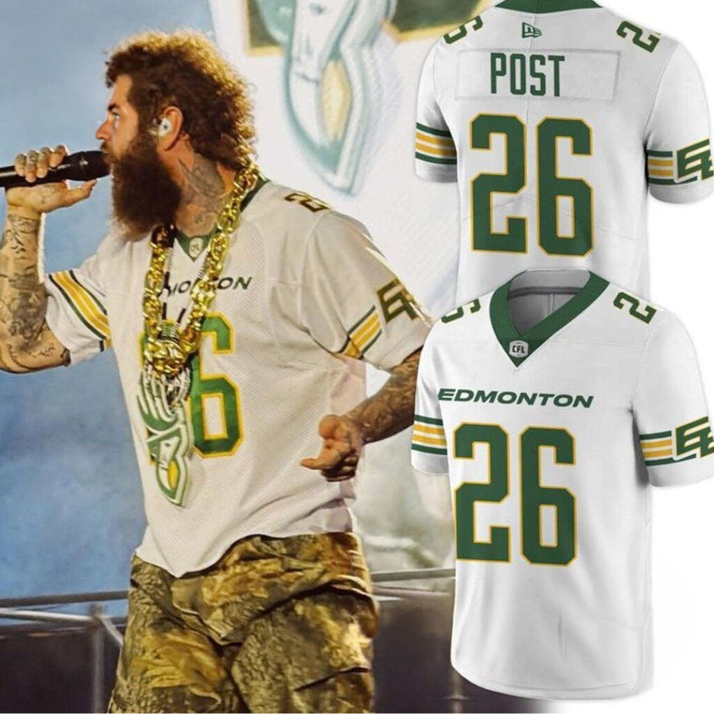 Post Malone X Edmonton Elks New Era 2026 Football Jersey Post Malone Tour Merch Fan Gifts - Merchluma