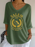 They Missed One Salem 1692 Crop Sleeve V-Neck T-Shirt Halloween Gifts For Teens - Merchluma