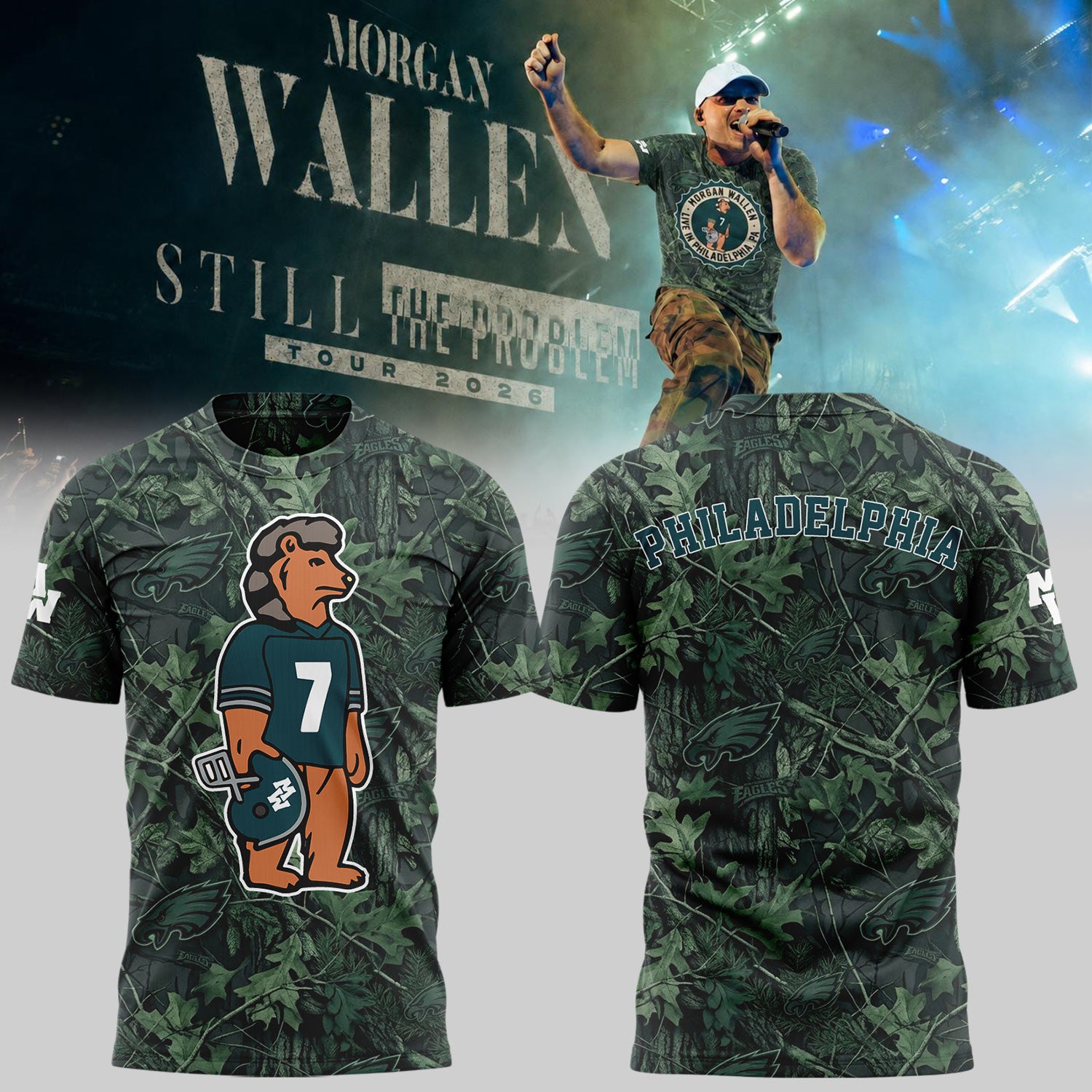 Morgan Wallen X Philadelphia Eagles 2026 Still The Problem Tour T-Shirt MW Tour Merch Fan Gear - Merchluma