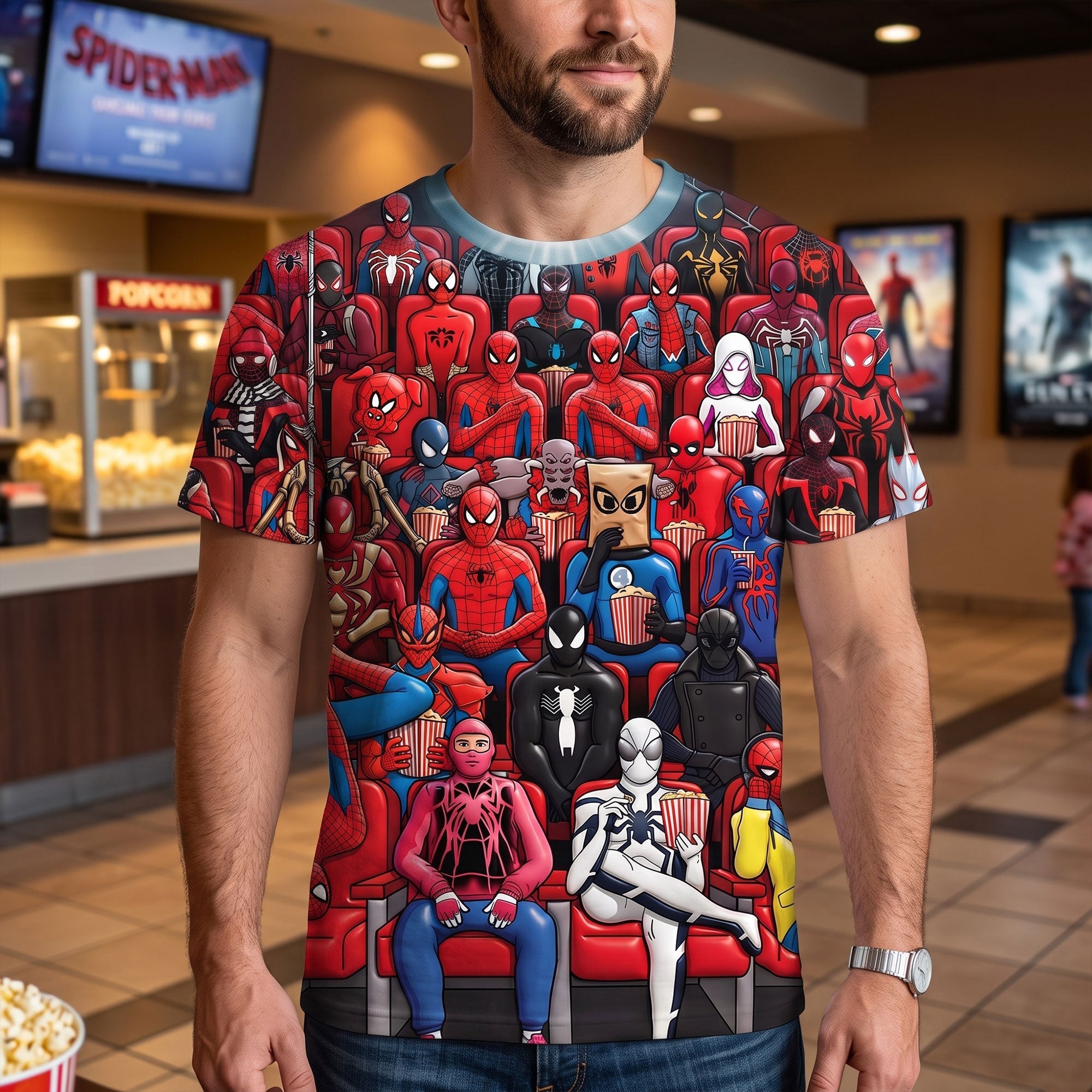 Spider-Man Watching Film At The Cinema Shirt Spider-Man Merch Funny Gifts For Movie Lovers - Merchluma