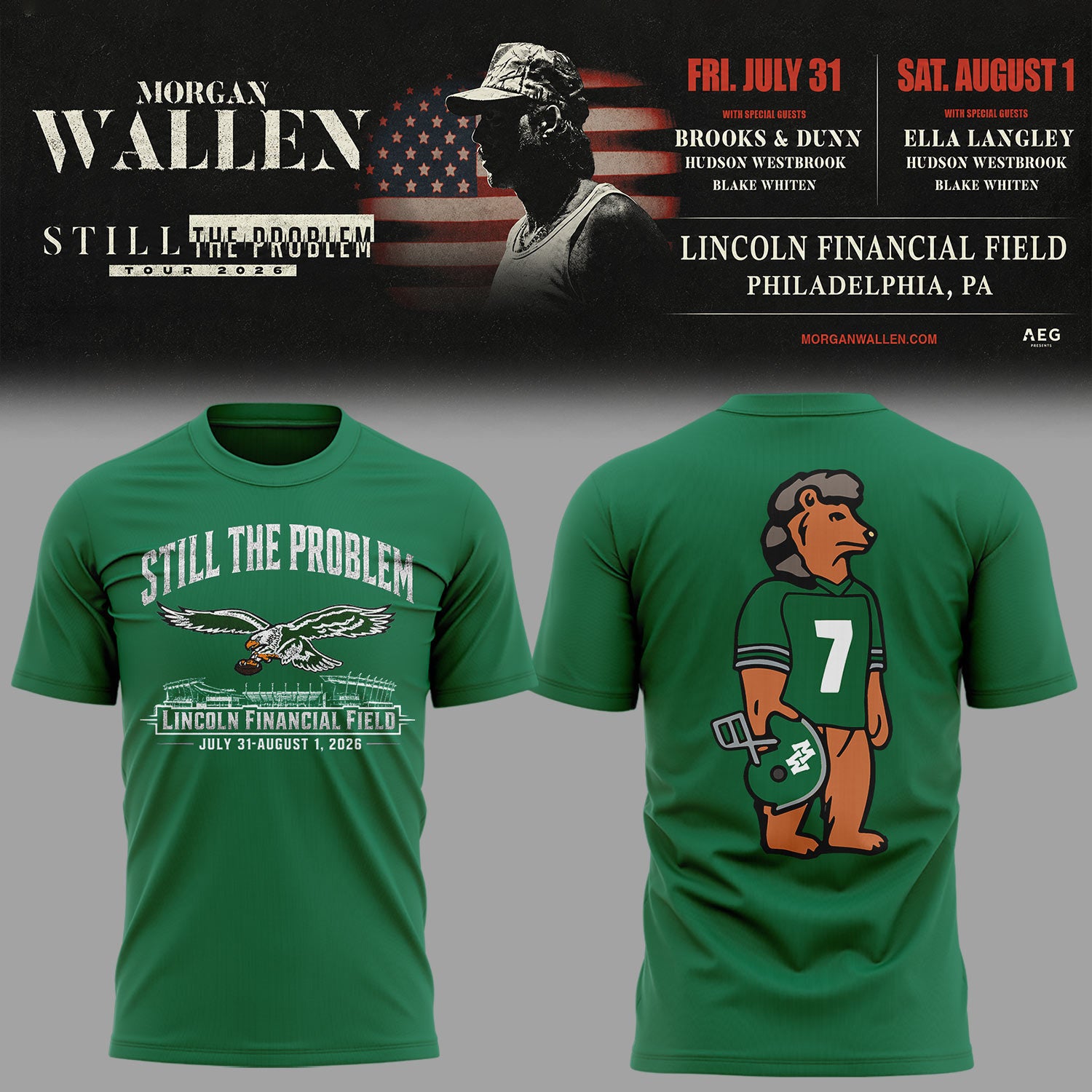 New Eagles X MW Live At Lincoln Financial Field Shirt Morgan Wallen Merch Still The Problem Tee - Merchluma
