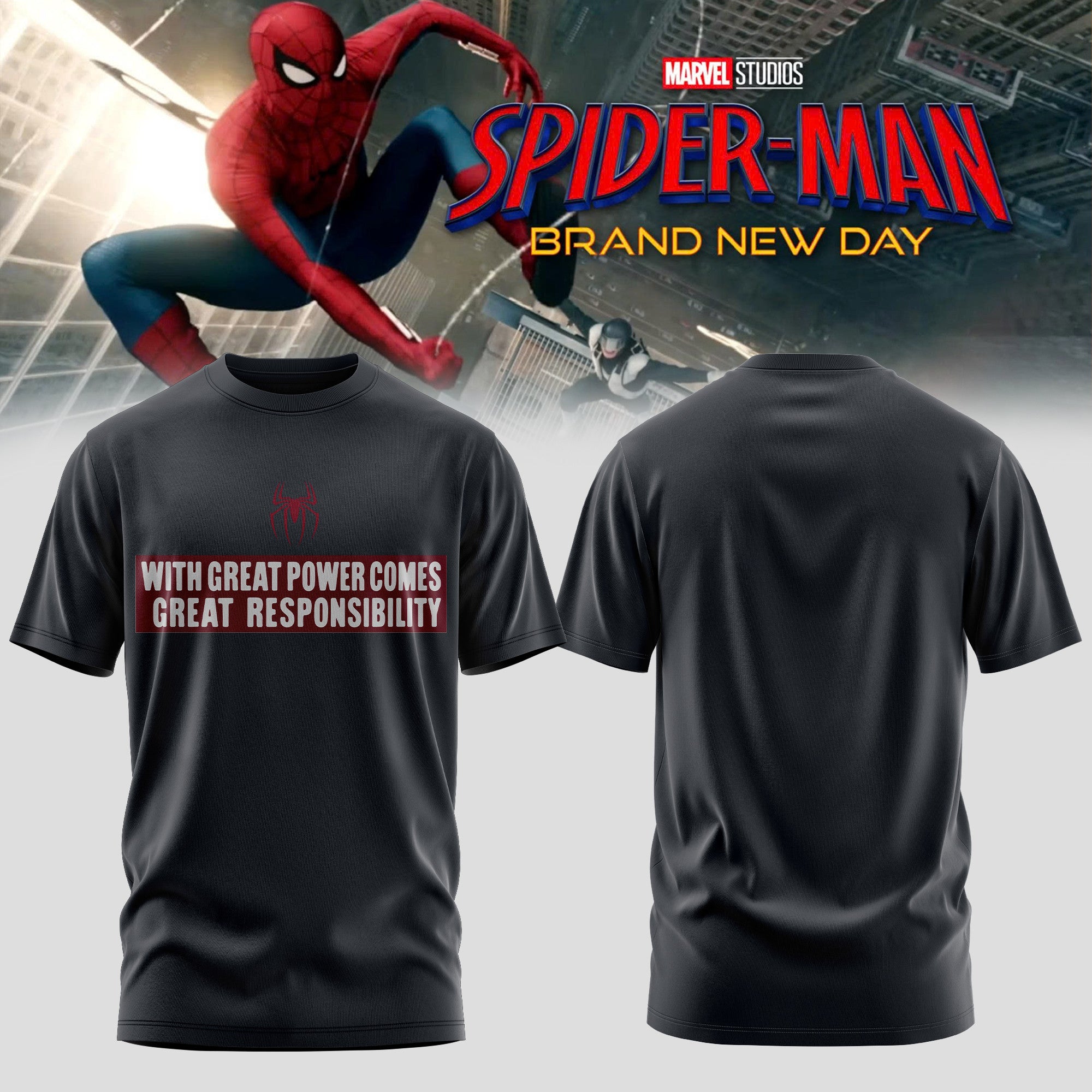 Spider-Man Brand New Day Merch 2026 With Great Power Comes Great Responsibility Shirt Him Gifts - Merchluma
