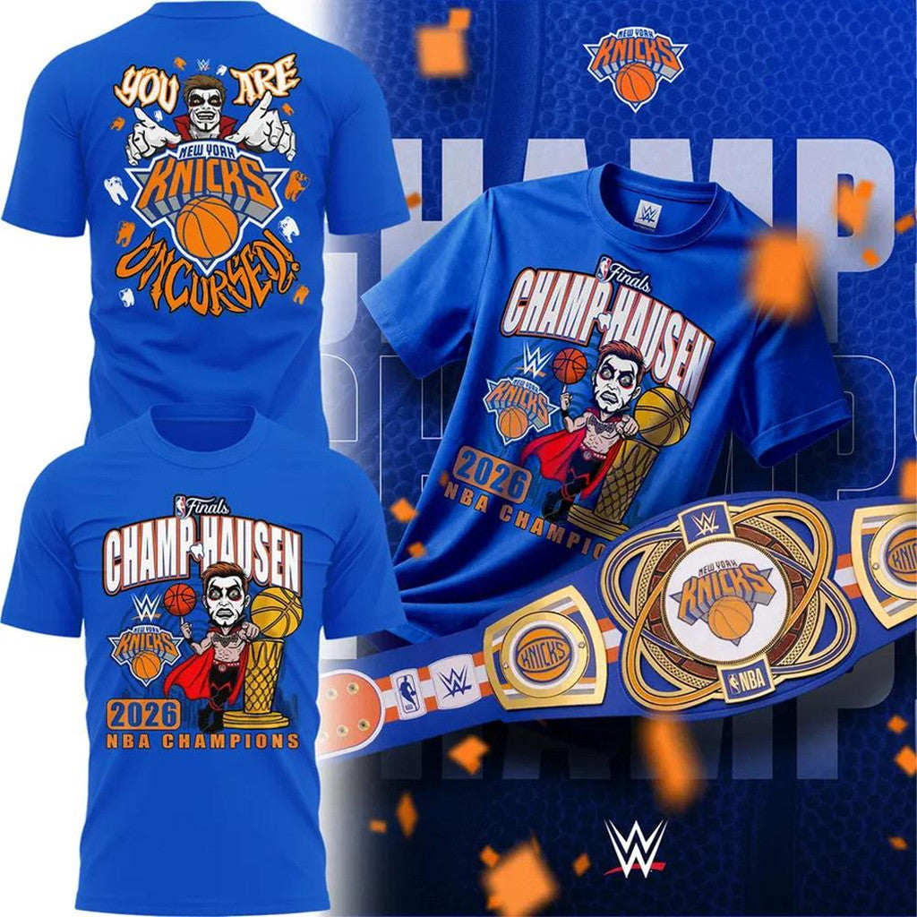 Danhausen Merch WWE Danhausen X New York Knicks 2026 Finals Champions T-Shirt Gifts For Fans - Merchluma