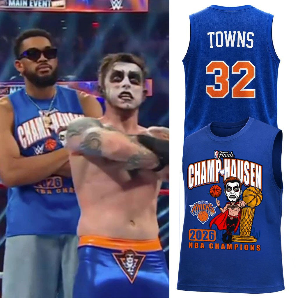 Danhausen Merch KAThausen Karl-Anthony Towns Danhausen X Knicks 2026 Finals Champions Tank Top - Merchluma