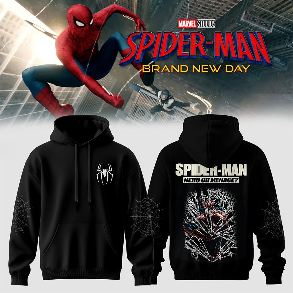 Spider-Man Brand New Day Hoodie 2026 Hero Or Menace Hoodie Spider-Man Merch Marvel Fan Gifts - Merchluma