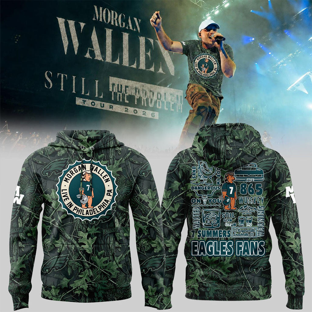 Morgan Wallen X Philadelphia Eagles Merch Still The Problem Tour 2026 Hoodie Country Fan Gifts - Merchluma