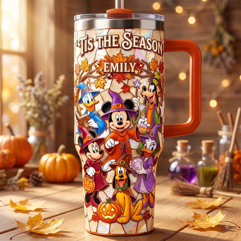 Personalized Mickey And Friends Tis The Season Tumbler Halloween Merch Gift For Besties - Merchluma