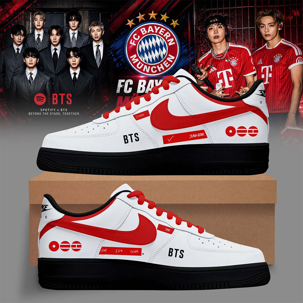 BTS Arirang World Tour 2026 X Bayern Munich Sneakers White BTS Merch Arirang Kpop Gear Gifts - Merchluma