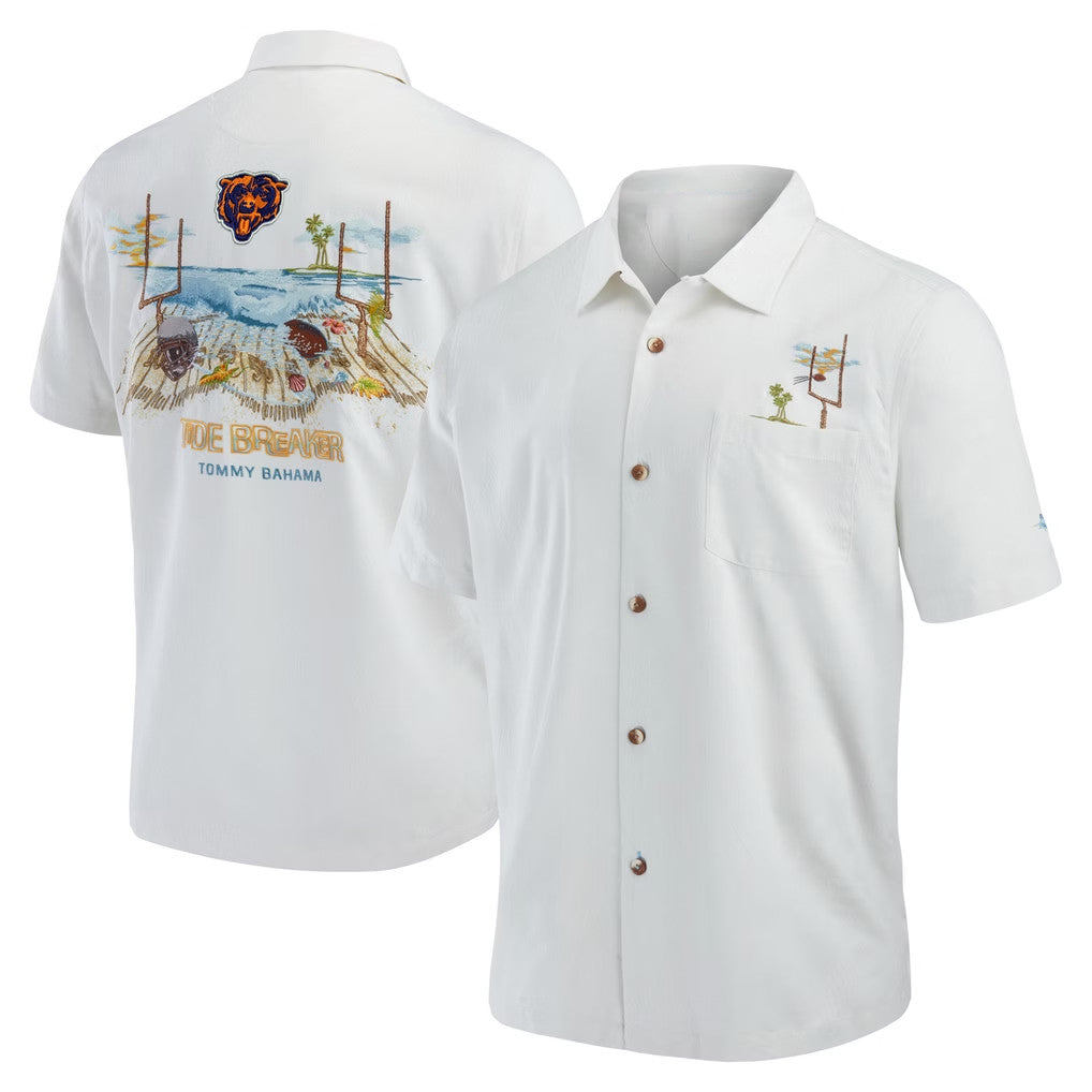 Chicago Bears Merch 2026 Bears Tommy Bahama Tide Breaker IslandZone Camp Hawaiian Shirt - Merchluma
