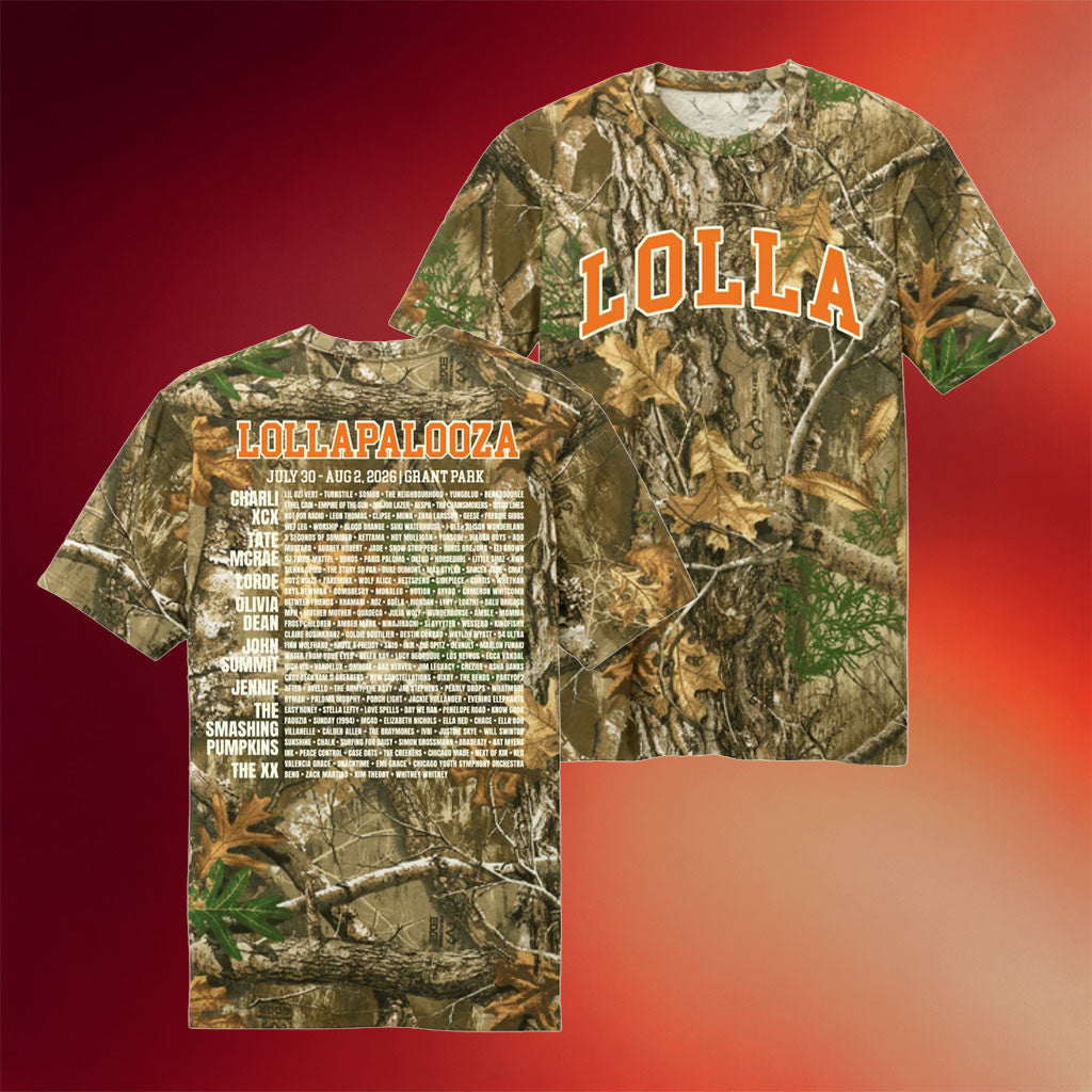 Lollapalooza Merch 2026 Lolla Camo Lineup T-Shirt Chicago Music Festival Merch Concert Outfits - Merchluma