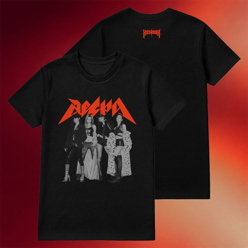 Aespa Merch 2026 Aespa Group Photo T-Shirt Black Kpop Merchandise Gift For Music Lovers - Merchluma