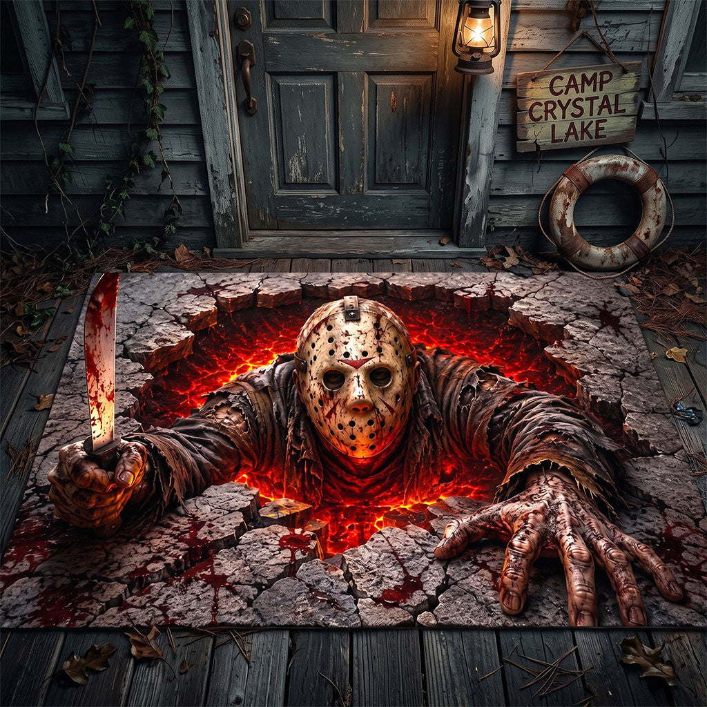 Friday the 13th Jason Voorhees Fright Night Doormat Halloween Decor Gift For Horror Movie Lover - Merchluma