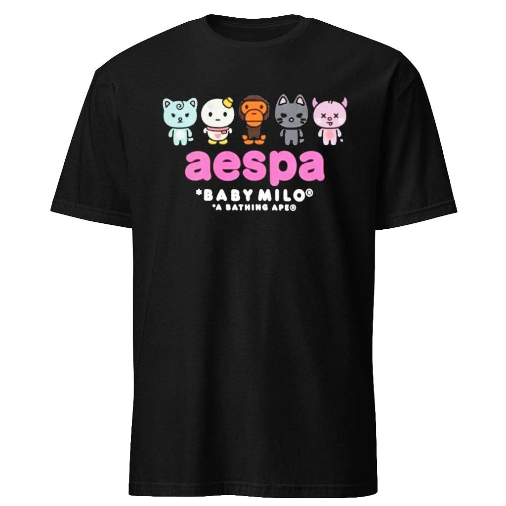 Aespa Baby Milo T-Shirt A Bathing Ape Shirt Cute Graphic Tees Gifts For Besties - Merchluma