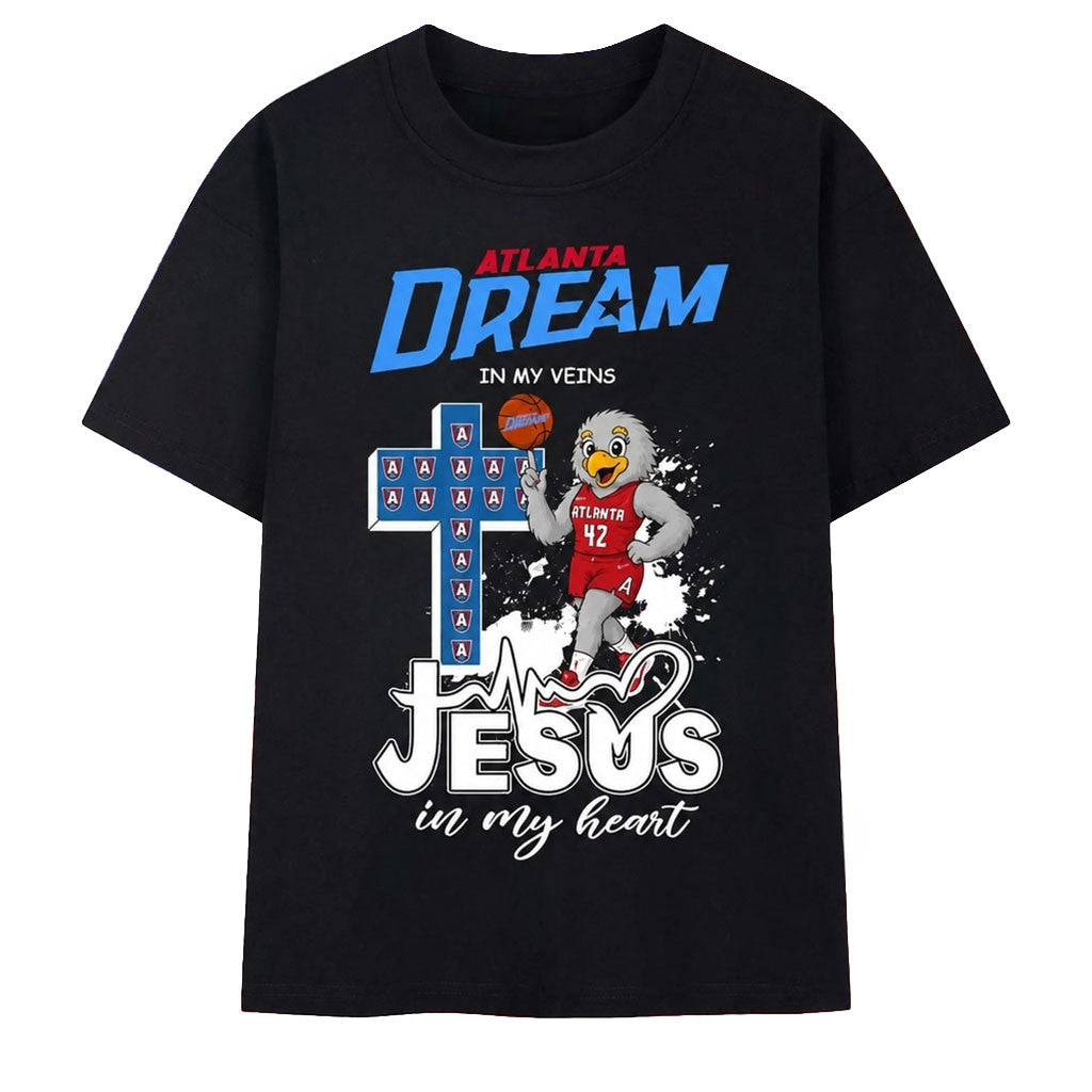 Atlanta Dream In My Veins Jesus In My Heart Basketball 2026 T-Shirt Atlanta Dream Merch - Merchluma