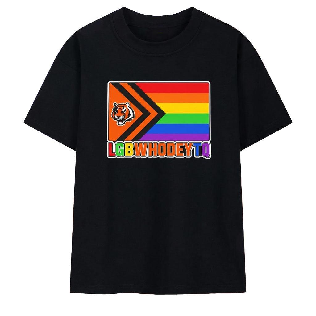 Cincinnati Bengals Pride Flag LGBWhodeyTQ T-Shirt Bengals Merch Football Fan Gift Ideas - Merchluma