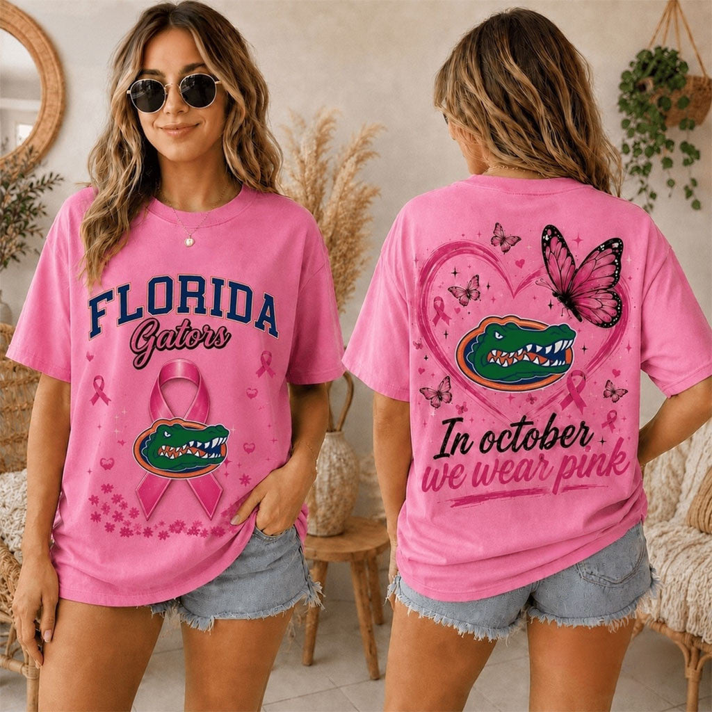 Florida Gators 2026 NCAA Pink October Breast Cancer Awareness Fan Pride Unisex T Shirt - Merchluma