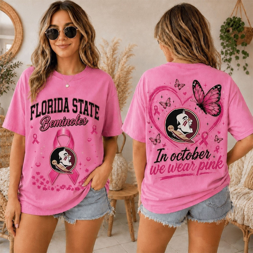 Florida State Seminoles 2026 NCAA Pink October Breast Cancer Awareness Fan Pride Unisex T Shirt - Merchluma