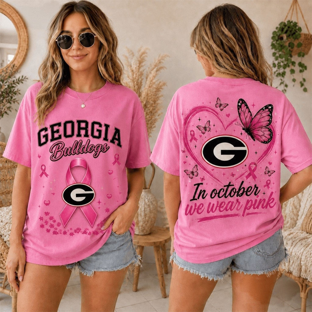 Georgia Bulldogs 2026 NCAA Pink October Breast Cancer Awareness Fan Pride Unisex T Shirt - Merchluma