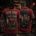 Bon Jovi 911 We Will Never Forest T-Shirt Bon Jovi Merch Patriot Day Shirt Gifts For Dad - Merchluma