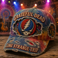 Grateful Dead Long Strange Trip Distressed Hat Steal Your Face Cap Grateful Dead Merch Fan Gift - Merchluma