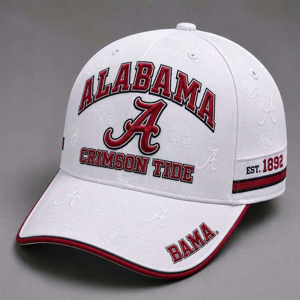 Alabama Crimson Tide Football Est 1892 Hat White Alabama Crimson Tide Merch Brother Gift - Merchluma
