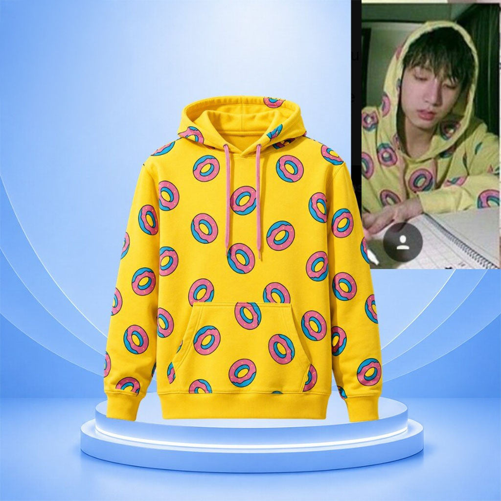 BTS Jungkook Banana All Over Donut Hoodie 2026 BTS Jungkook Merch Gift Ideas For Kpop Fan - Merchluma