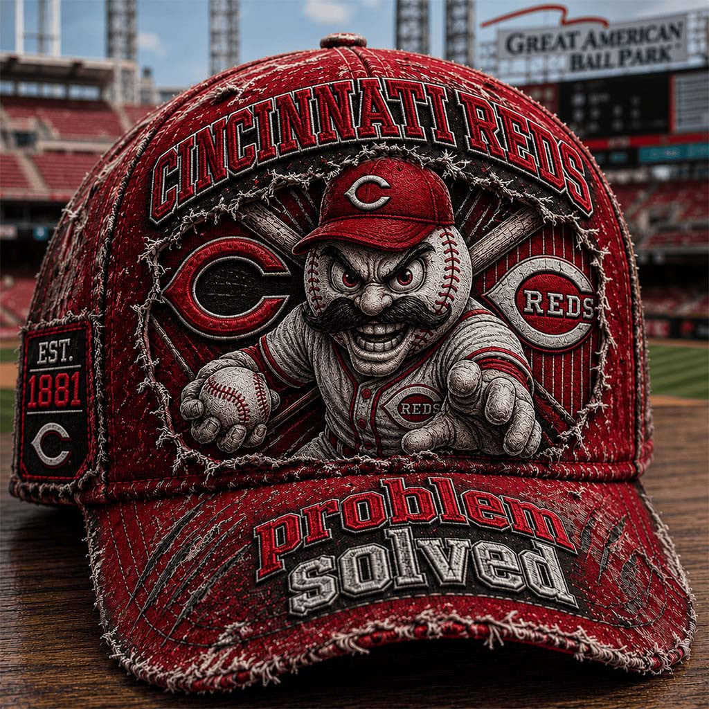 Cincinnati Reds Problem Solved Vintage Hat 2026 Cincinnati Reds Merch Gift For Baseball Fans - Merchluma