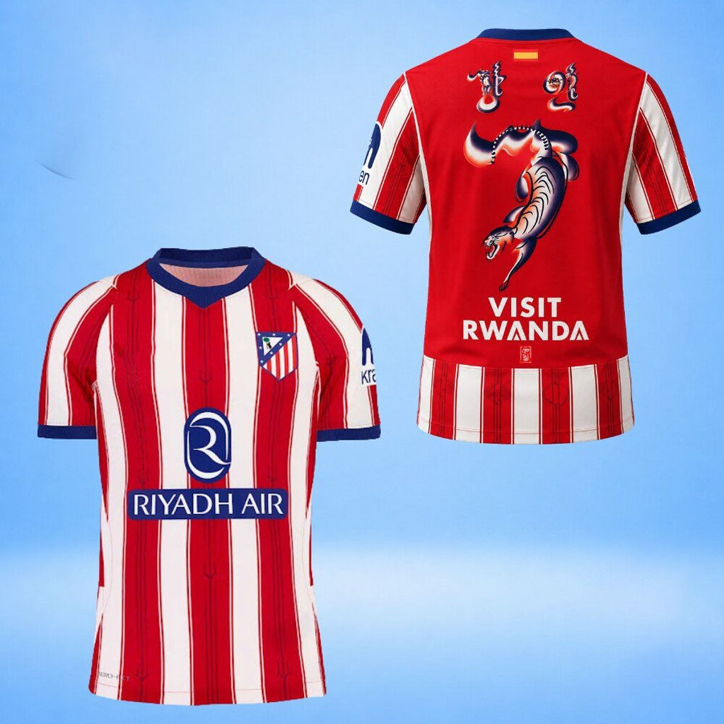 Atletico Madrid X South Korean Over The Pitch Third Jersey 2026 Tiger Red Shirt Gift For Fans - Merchluma