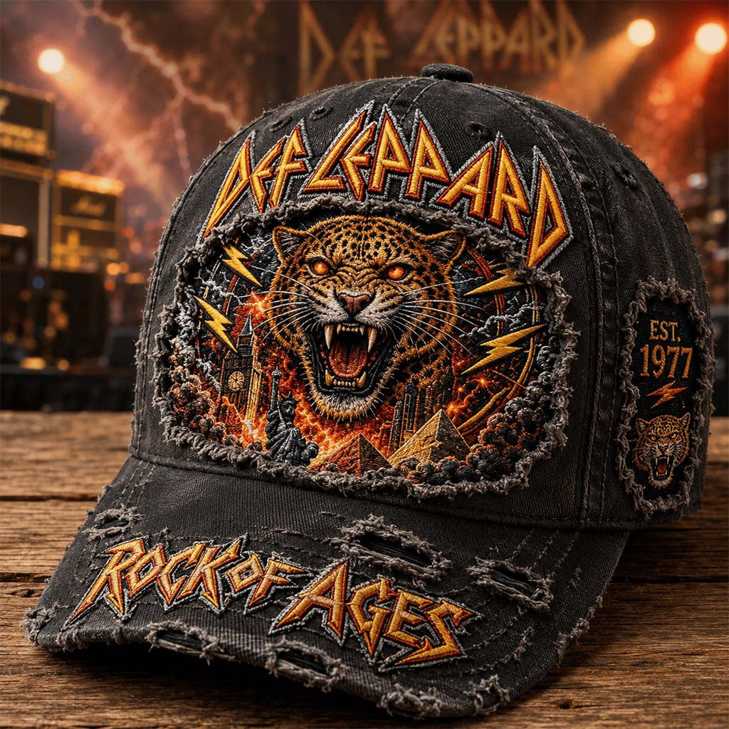 Def Leppard Rock Of Ages Distressed Hat Def Leppard Merch Music Related Gifts For Guys - Merchluma