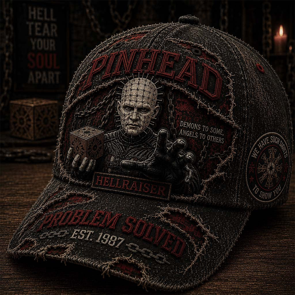 Hellraiser Merch Pinhead Demons To Some Angels To Others Hat Problem Solved Hat Horror Gifts - Merchluma