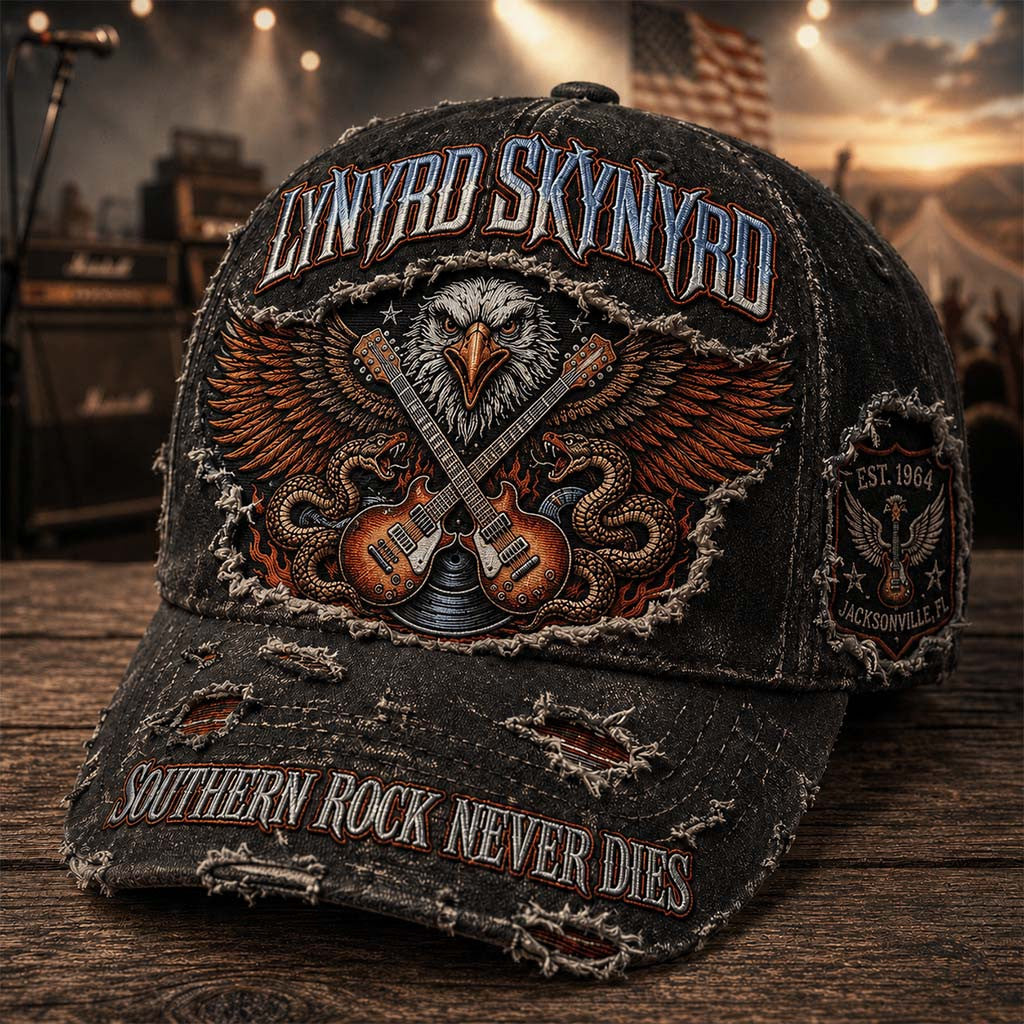 Lynyrd Skynyrd Southern Rock Never Dies Vintage Hat Lynyrd Skynyrd Merch Gift For Music Lovers - Merchluma