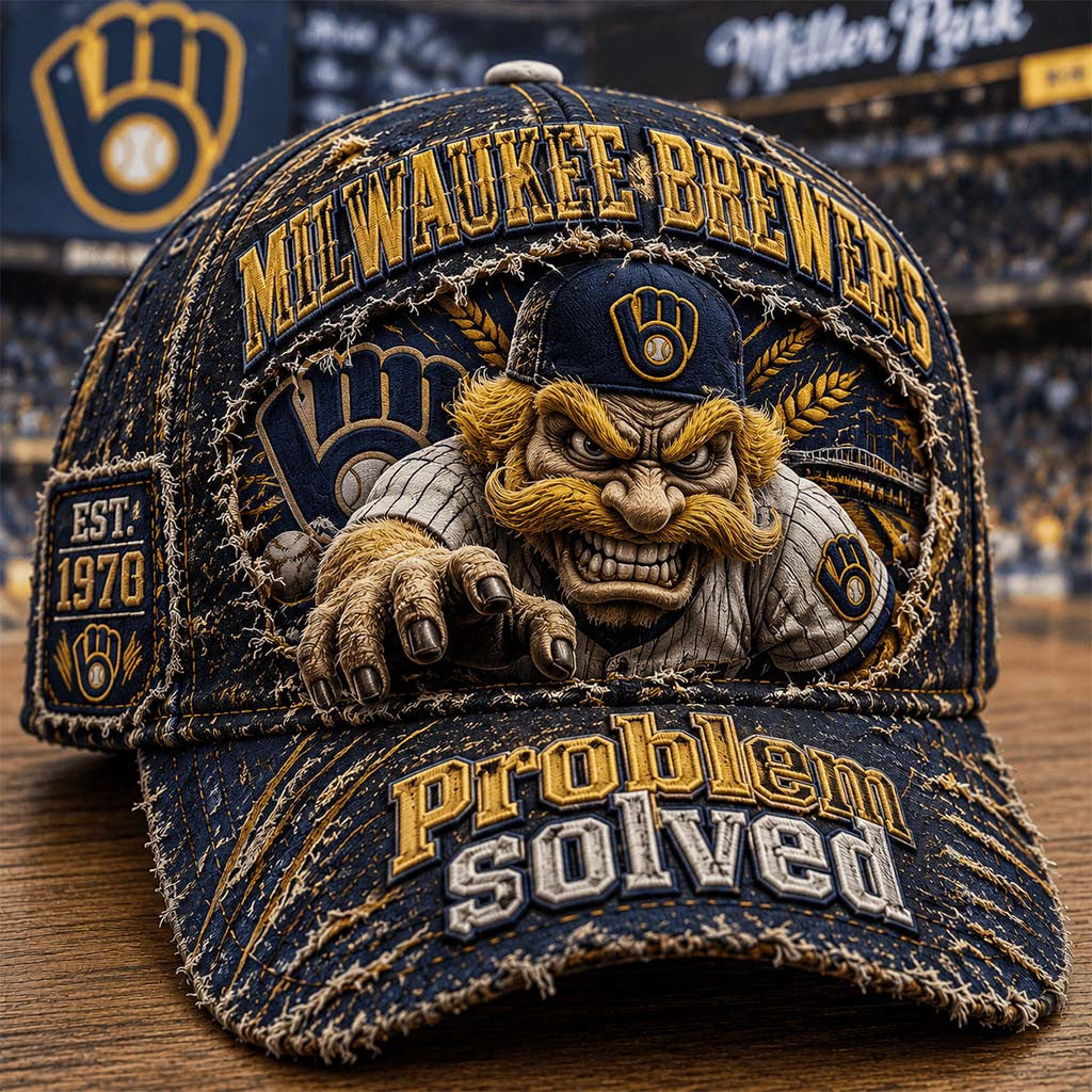 Milwaukee Brewers Problem Solved Hat Milwaukee Brewers Merch Present For Baseball Lovers - Merchluma