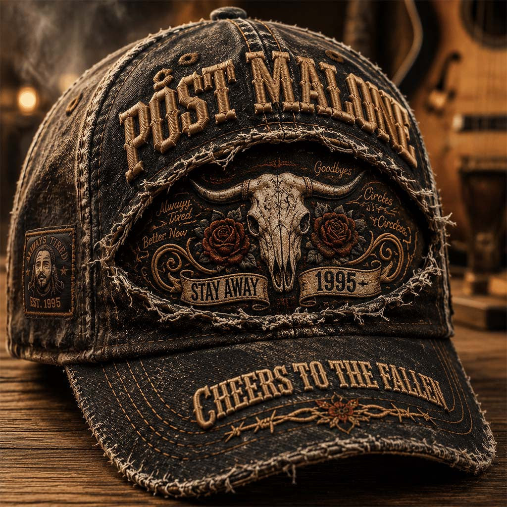 Post Malone Cheers To The Fallen Hat Stay Away Vintage Cap Post Malone Merch Music Fan Gifts - Merchluma