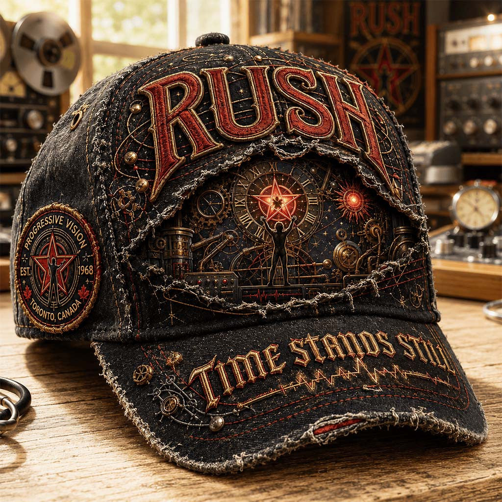 RUSH Starman Hat Time Stands Still Vintage Cap RUSH Band Merch Gift For Music Lovers - Merchluma