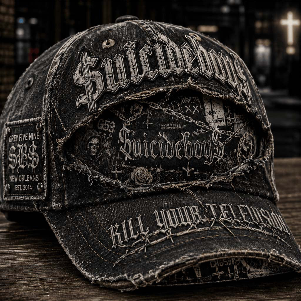 SuicideboyS Kill Your Television Hat Grey Five Nine Cap SuicideboyS Merch Hip Hop Fan Gifts - Merchluma