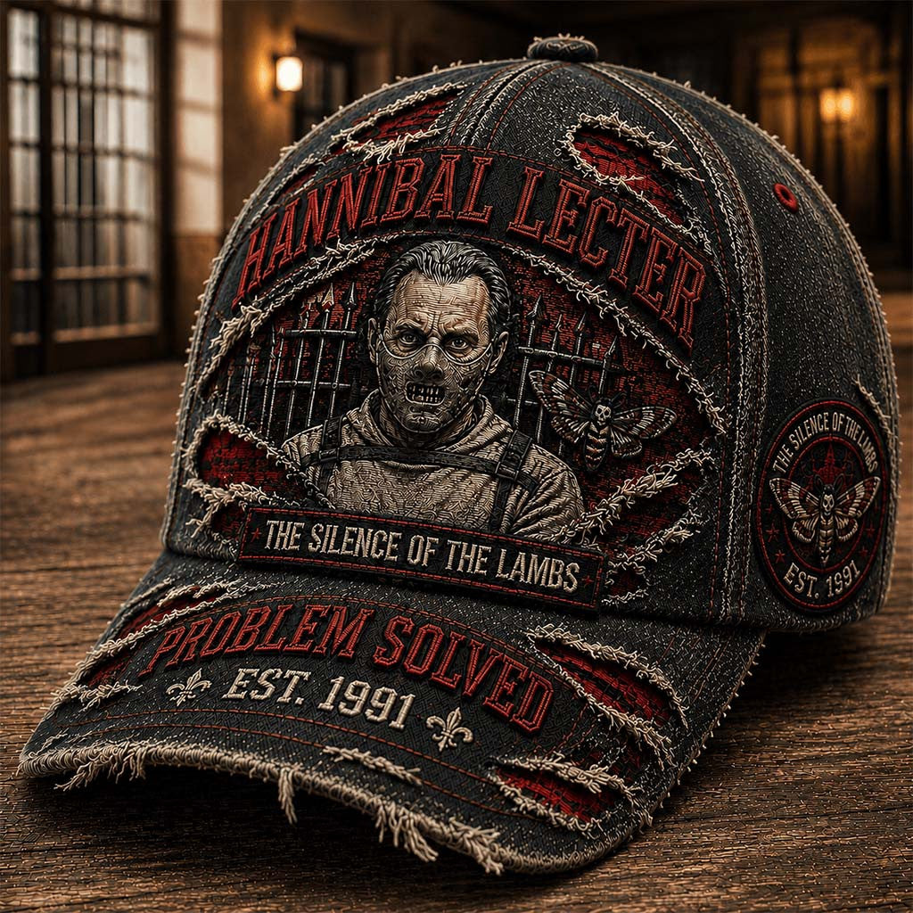 The Silence Of The Lambs Merch Hannibal Lecter Hat Problem Solved Vintage Cap Horror Fan Gifts - Merchluma