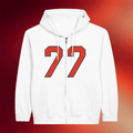 Sombr Merch I Barely Know Her Sombr 77 Red And White Zip Up Hoodie Gifts For Sister - Merchluma