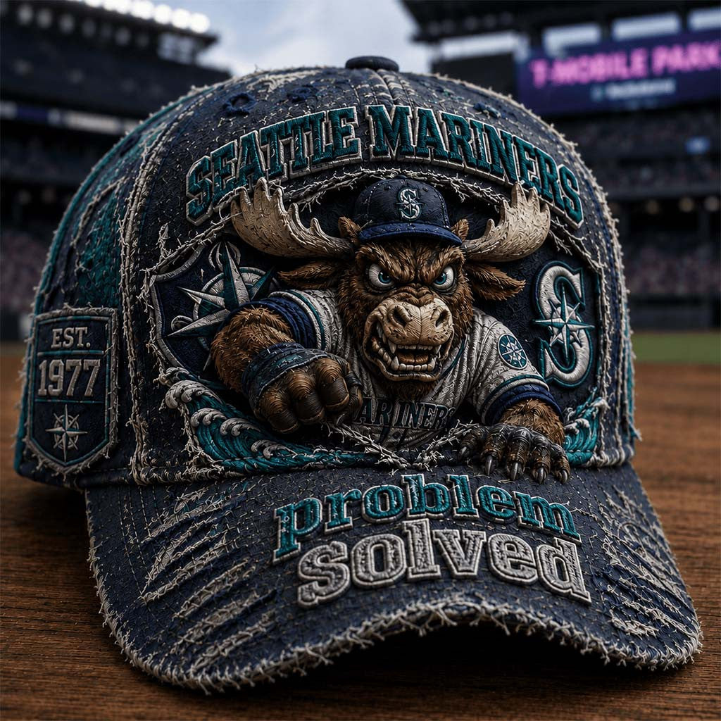 Seattle Mariners Problem Solved Hat Game Day Vintage Cap Seattle Mariners Merch Fan Gifts - Merchluma