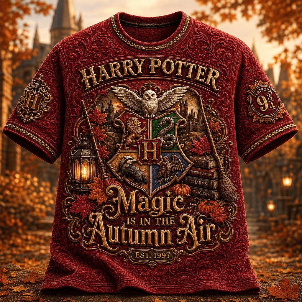 Harry Potter Magic Is In The Autumn Air T-Shirt Fall Outfits Harry Potter Merch Fan Gifts - Merchluma