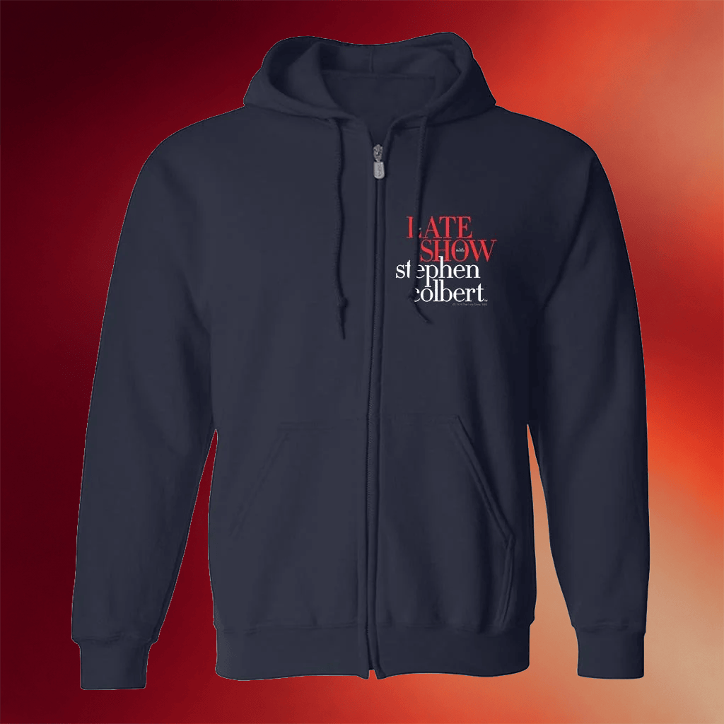 Late Show Merch 2026 The Late Show with Stephen Colbert Logo Zip Up Hoodie Gifts For Dudes - Merchluma