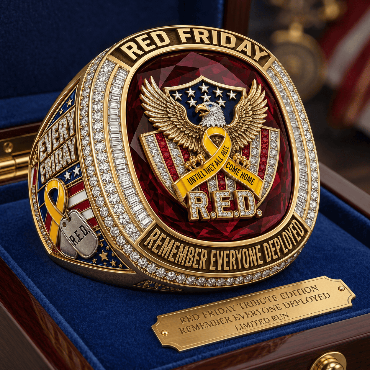 RED Friday Until They All Come Home Ring Remember Everyone Deployed Merch Gift For Veteran - Merchluma