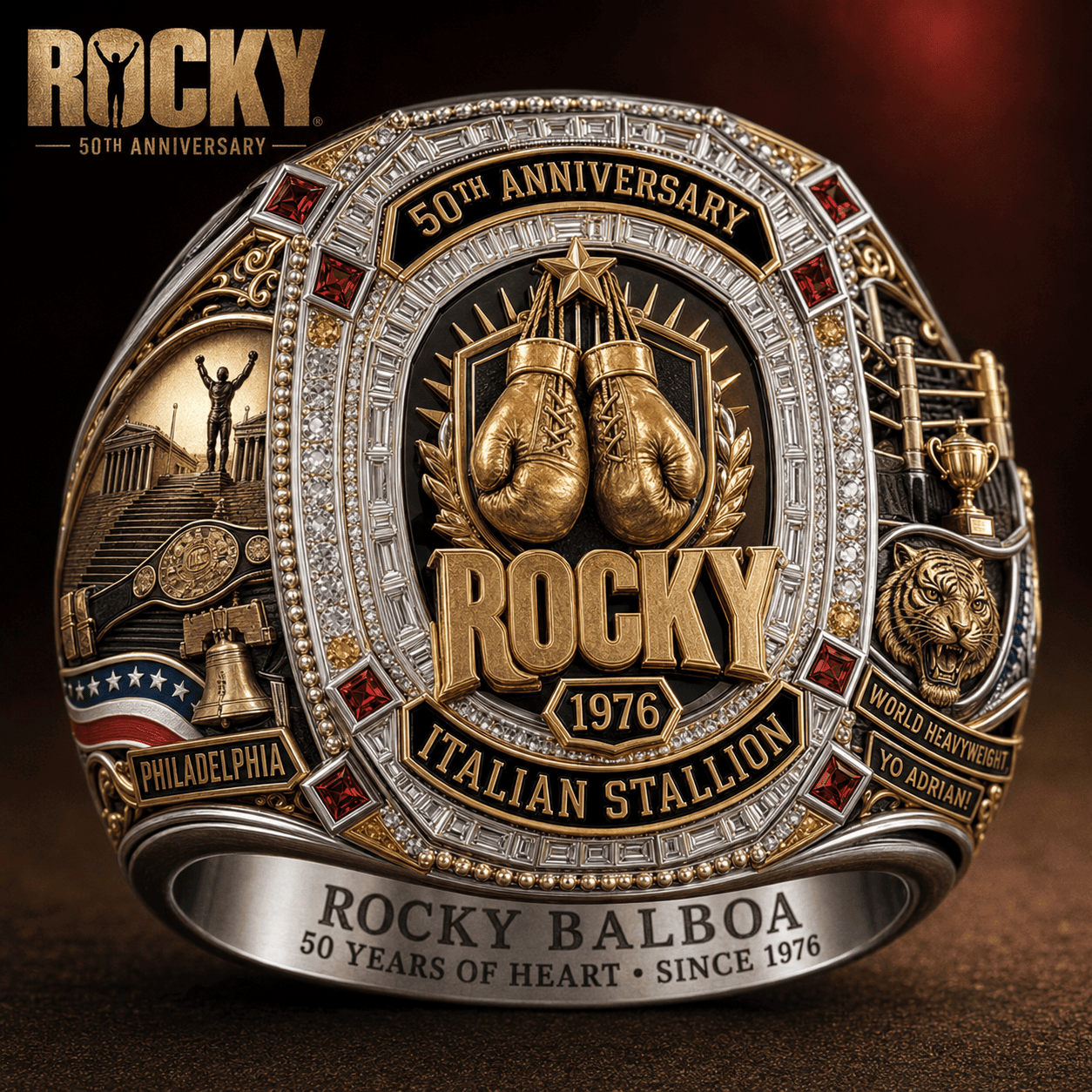Rocky 50th Anniversary Ring Italian Stallion Ring 2026 Rocky Merch Special Gift For Dad - Merchluma