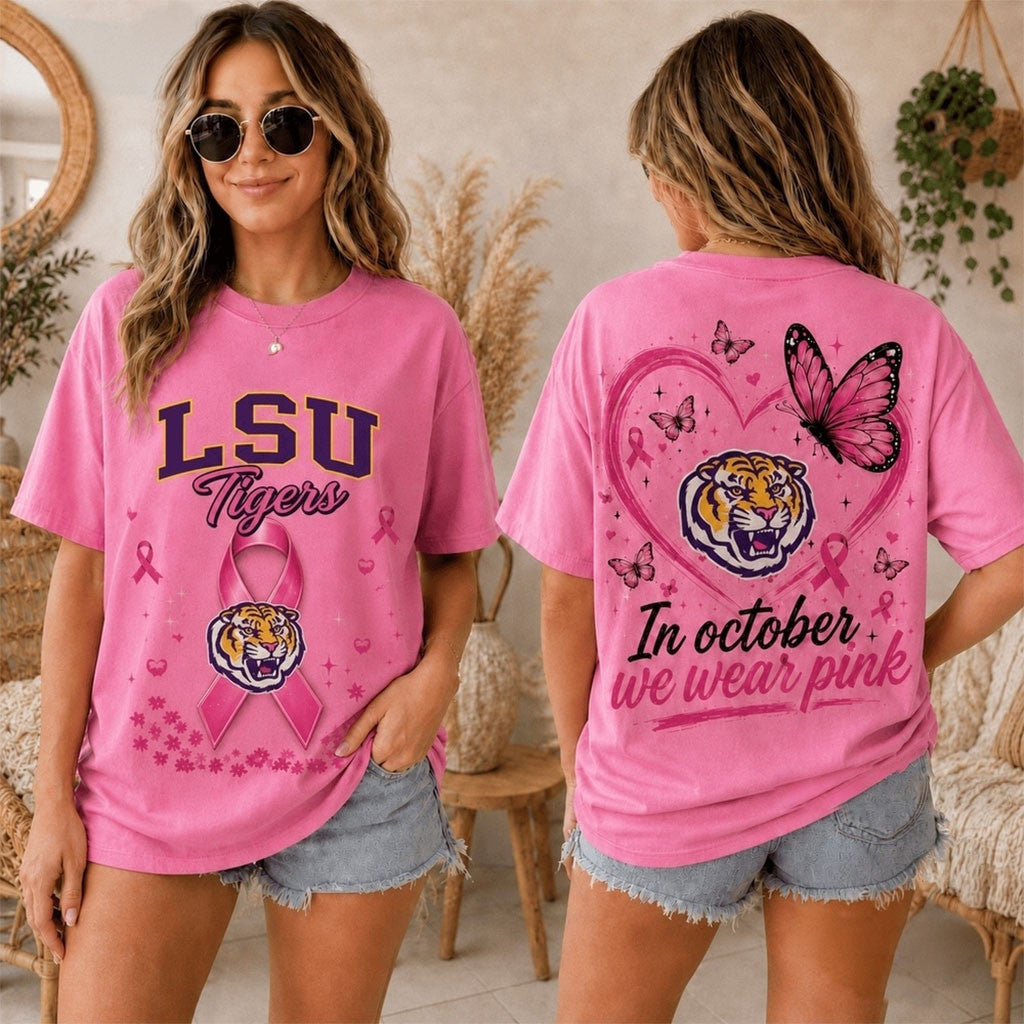 LSU Tigers 2026 Pink October Breast Cancer Awareness Pride T-Shirt LSU Tigers Merch Fan Gifts - Merchluma