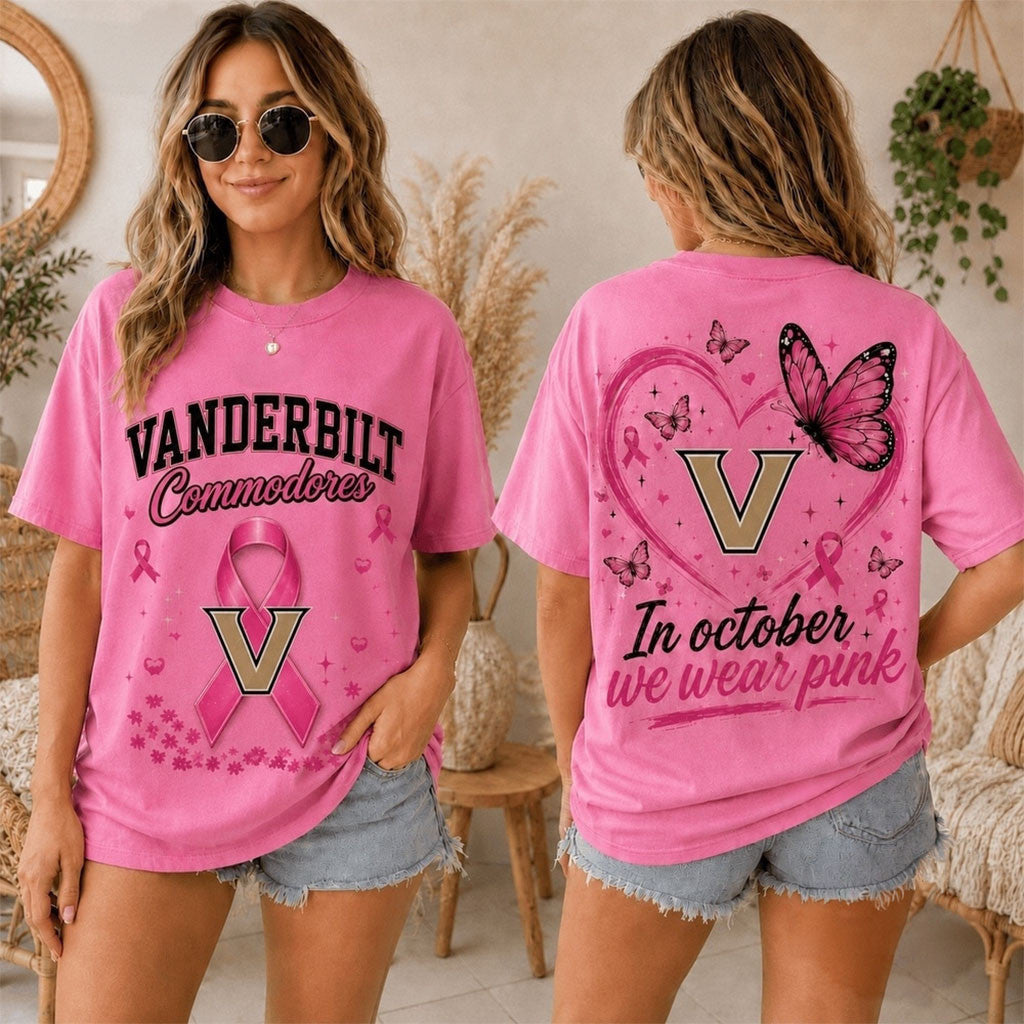 Vanderbilt Commodores 2026 Pink October Breast Cancer Awareness Pride T-Shirt Commodores Merch - Merchluma