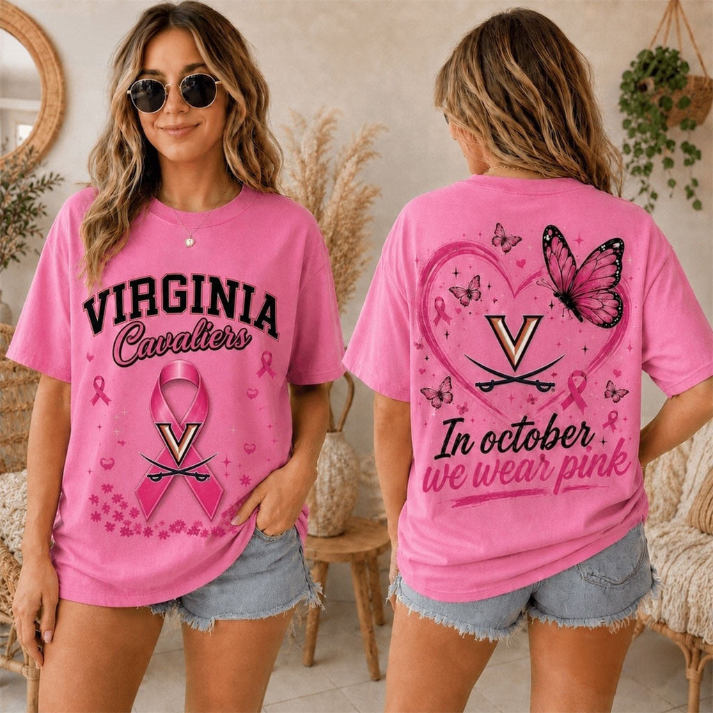 Virginia Cavaliers 2026 Pink October Breast Cancer Awareness Pride T-Shirt Cavaliers Merch - Merchluma