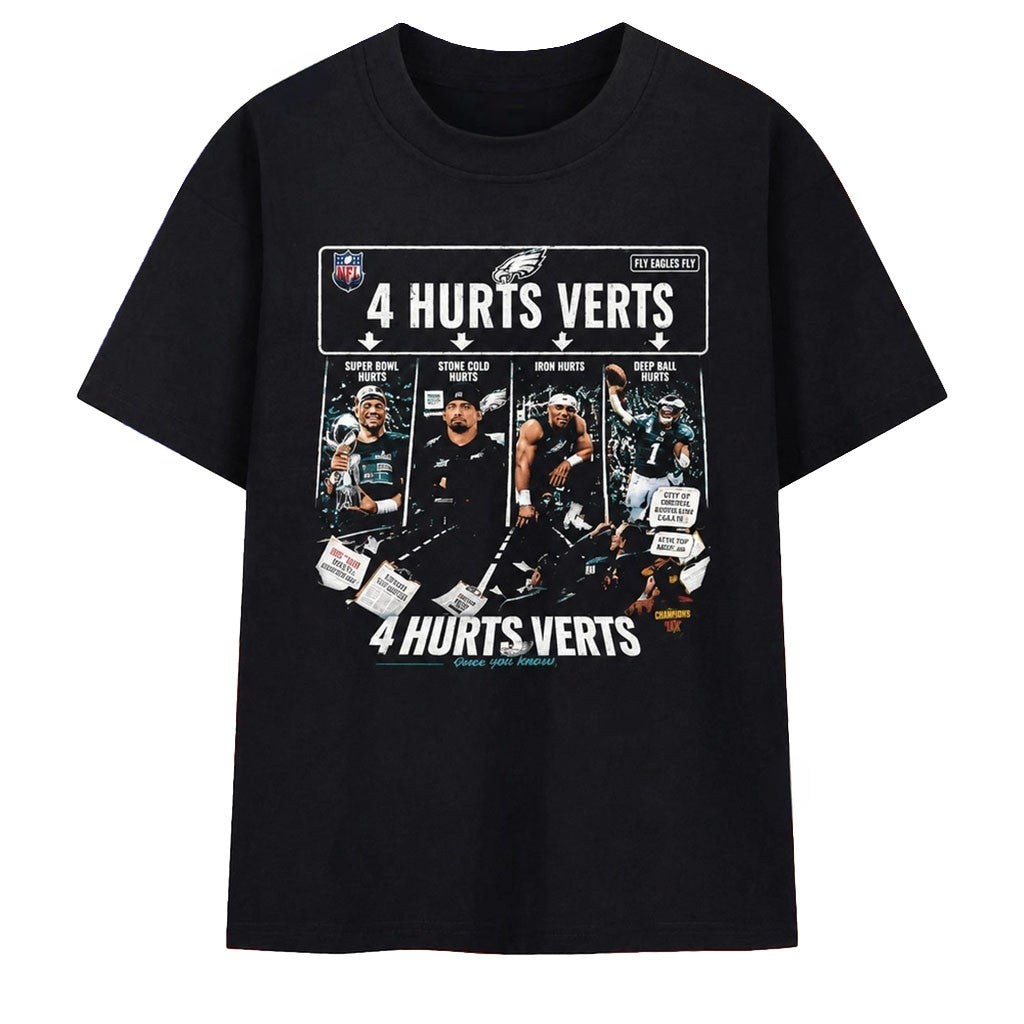 Jalen Hurts Philadelphia Eagles 4 Hurts Verts T-Shirt Philadelphia Eagles Merch Gifts For Fans - Merchluma