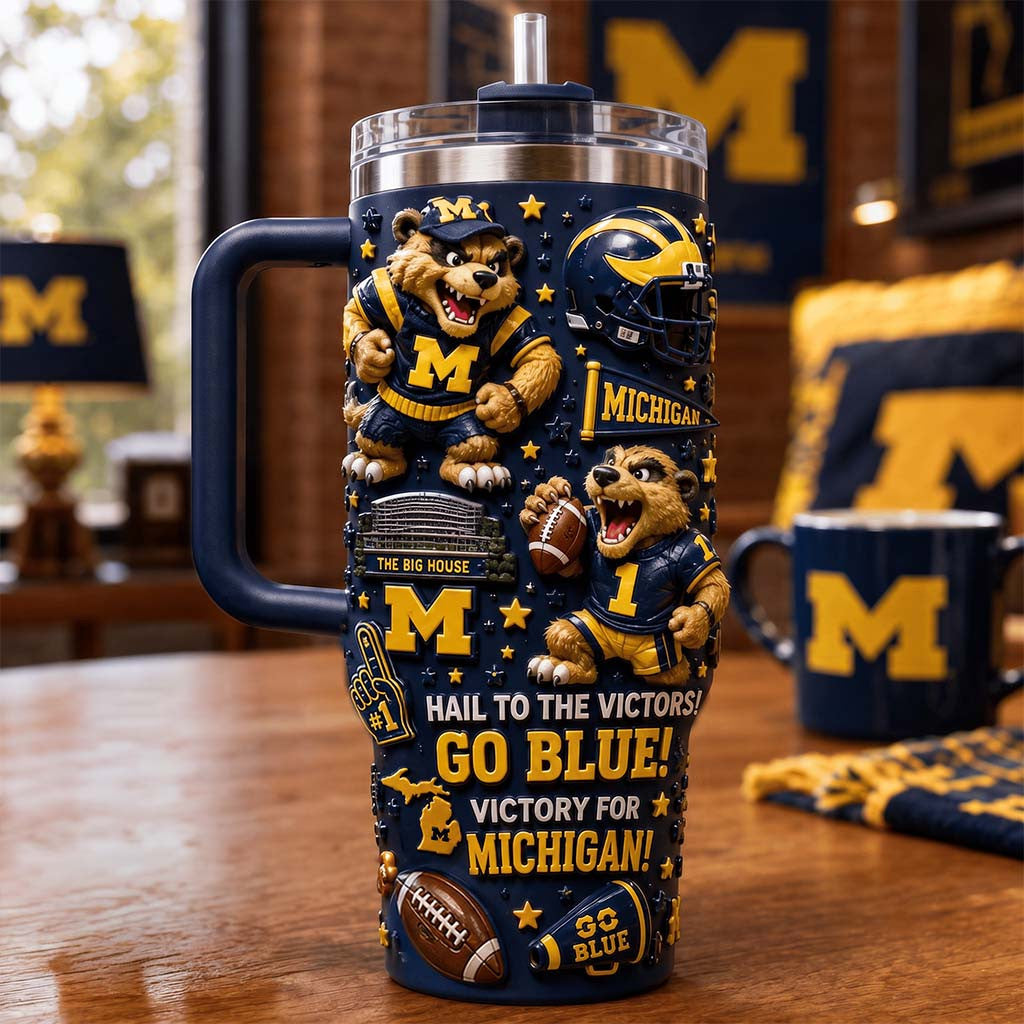 Michigan Wolverines Merch Hail To The Victors Go Blue Tumbler Victory For Michigan Football Merch - Merchluma